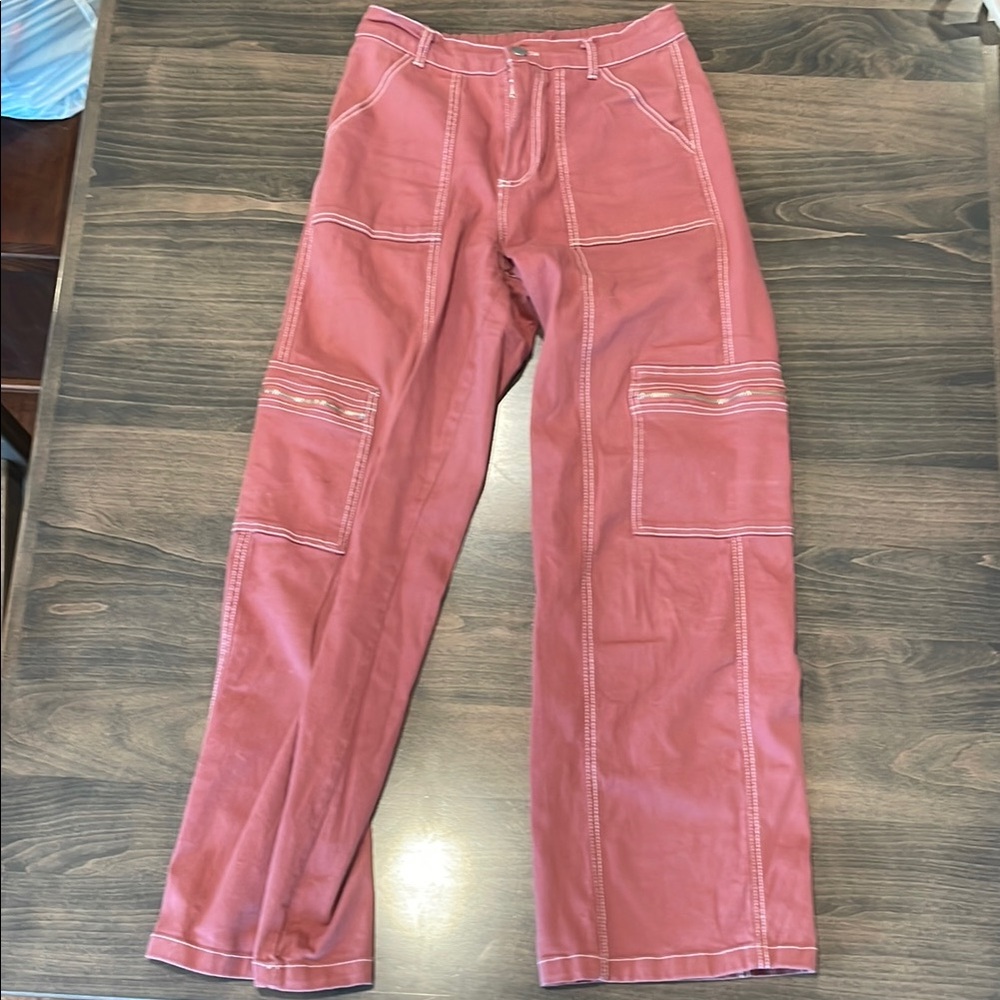 Pink Straight Leg Jeans with Soft Fabric